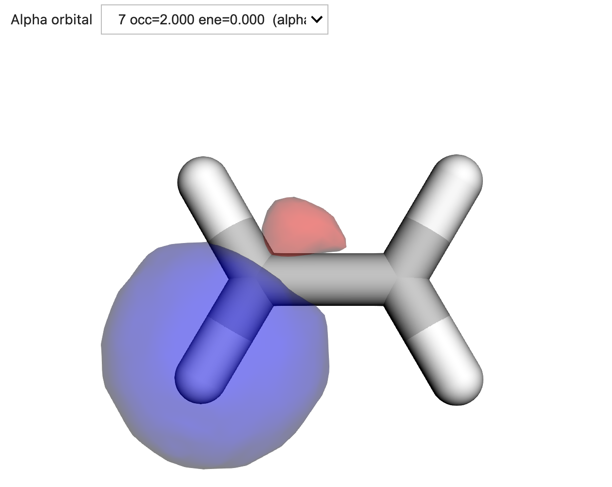 Figure: One of the occupied localized sp2-hybridized orbitals resulting from a localization performed with the Pipek–Mezey scheme using the Mulliken projector.
